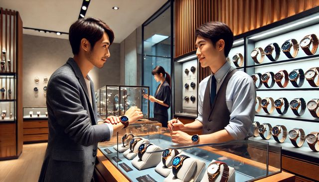 左手に時計、右手にスマートウォッチのスタイル